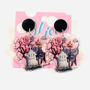 Graveyard Scene Acrylic Statement Earrings