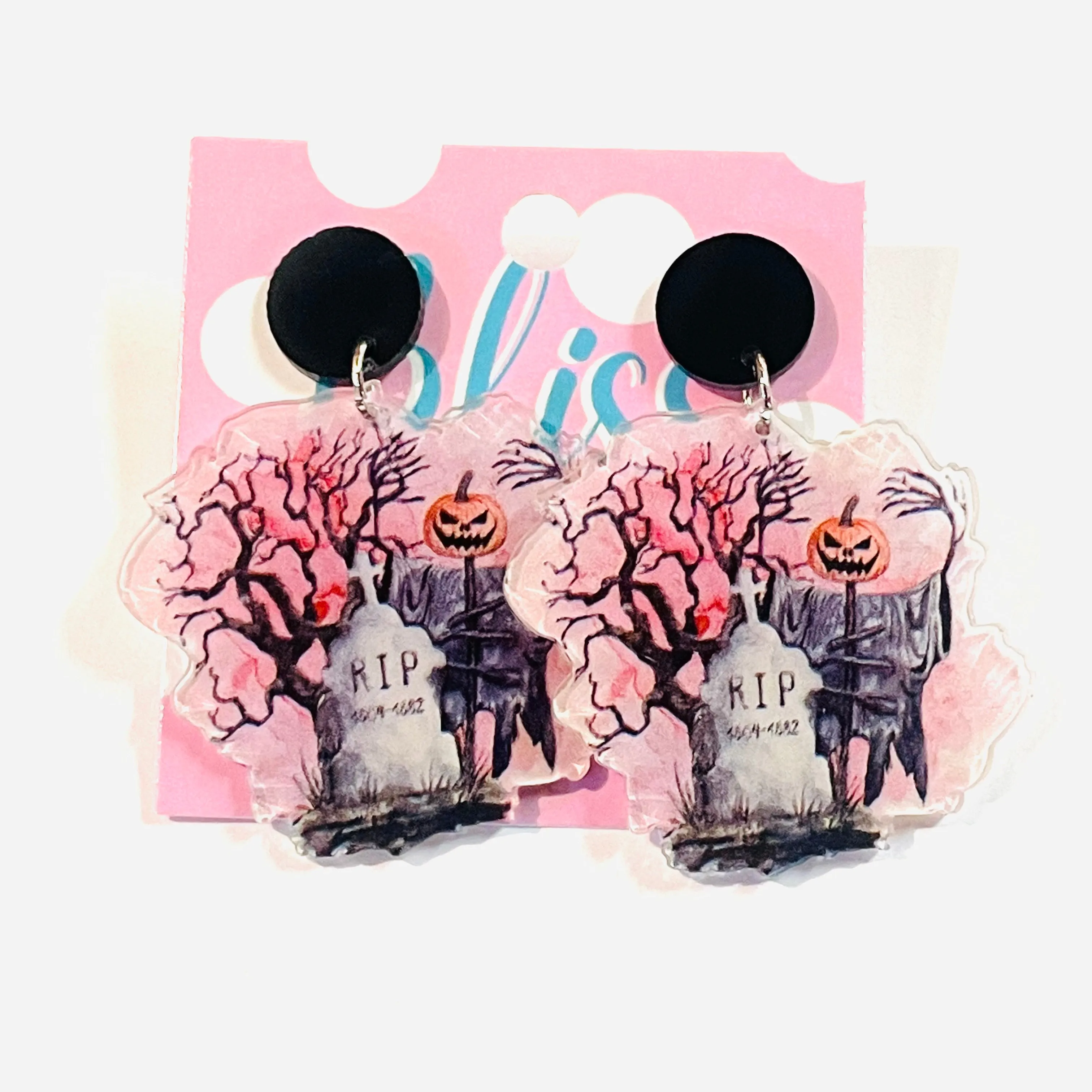 Graveyard Scene Acrylic Statement Earrings