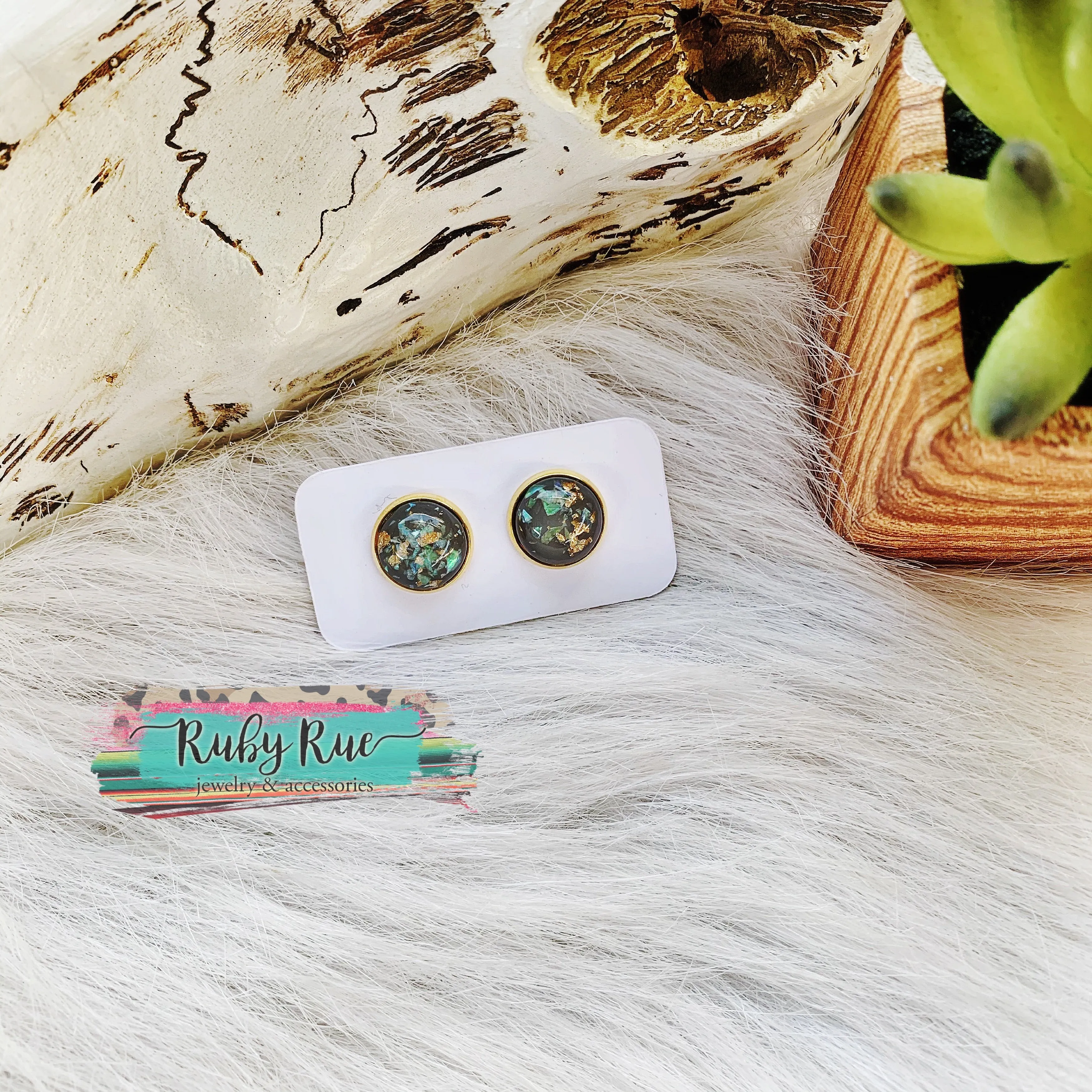 Gray & Gold Flake Earrings