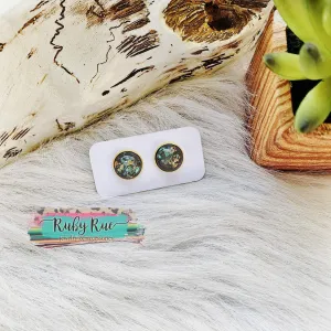 Gray & Gold Flake Earrings