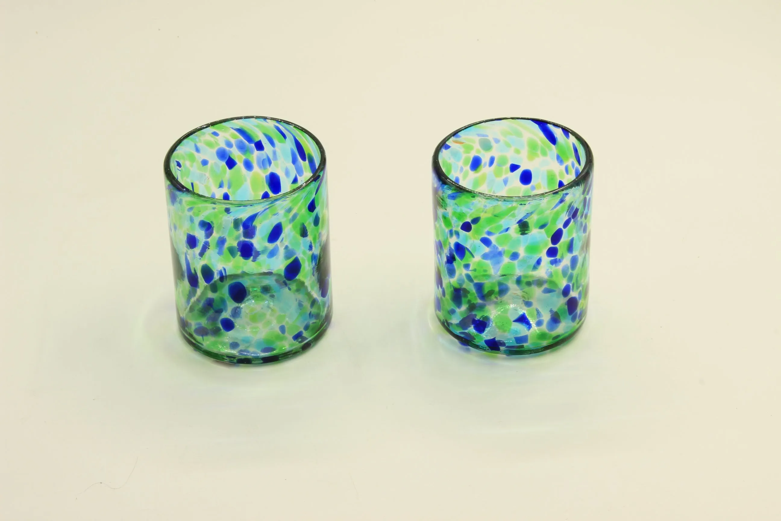 Green And Blue Blown Glass Set
