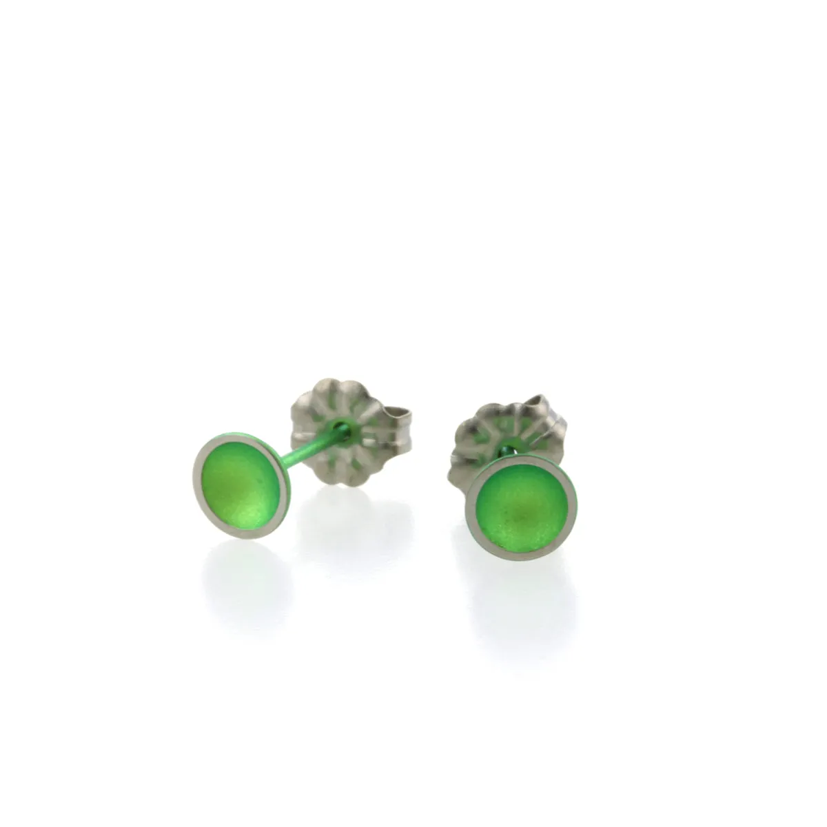 Green Titanium 6mm Domed Stud Earrings