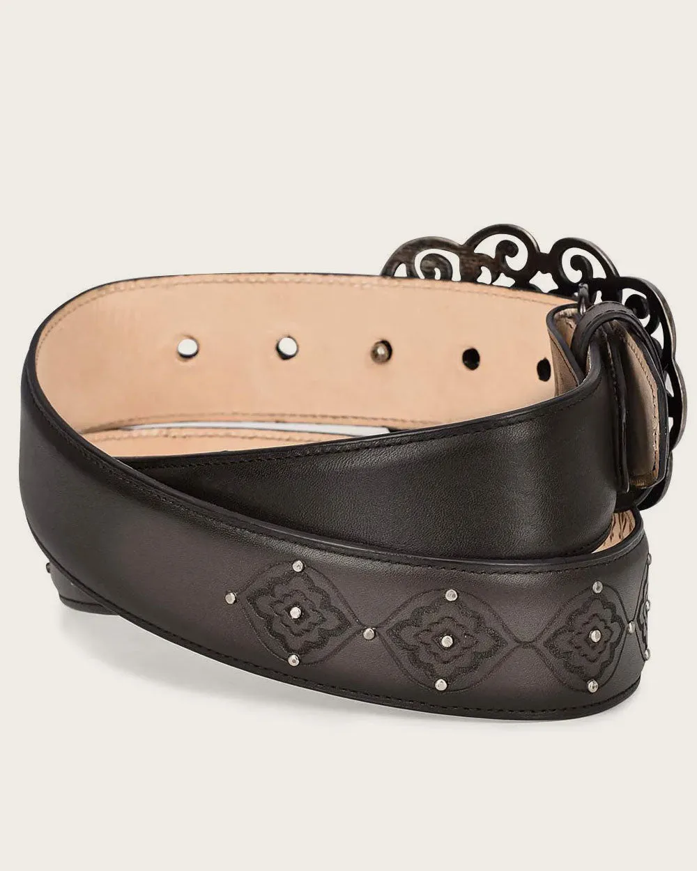 Grey engraved belt