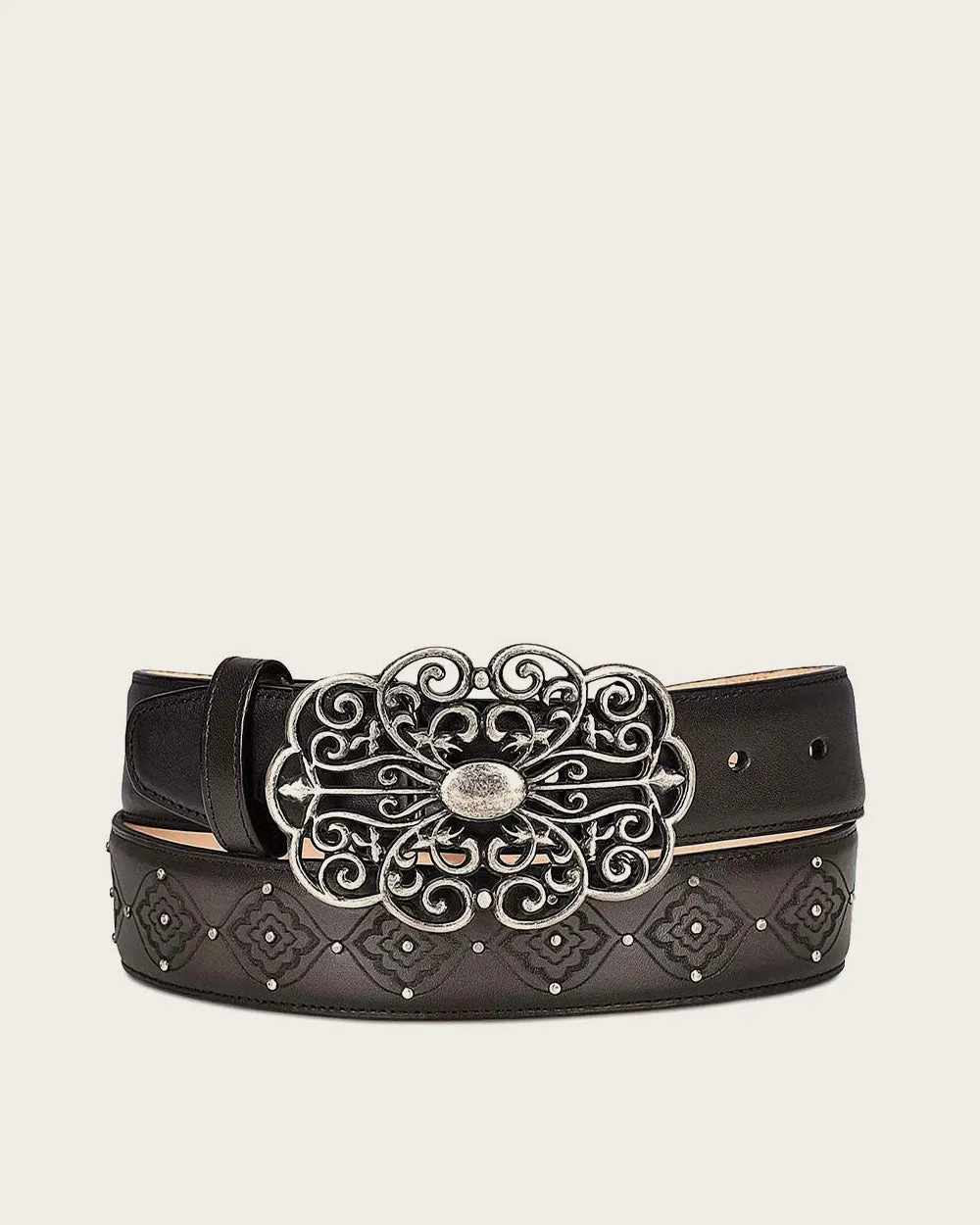 Grey engraved belt