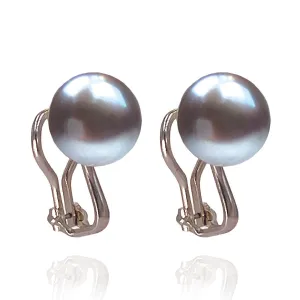 Grey Freshwater Pearl Large Clip On Stud Earrings