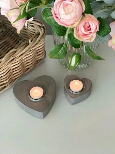 Grey Heart / Star Tea-Light Holder set