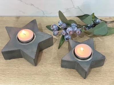 Grey Heart / Star Tea-Light Holder set