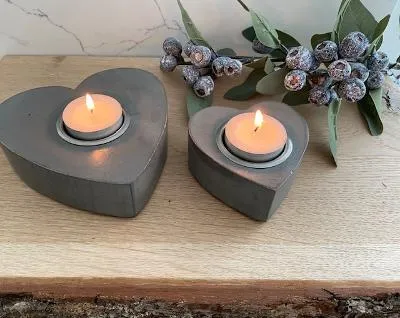 Grey Heart / Star Tea-Light Holder set