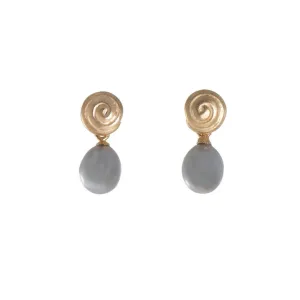 Grey Pearl Gratitude Swirl Earrings 24K Fair Trade Gold Vermeil