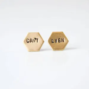 Grey Theory Mill Can't Even, Hexagon Earrings | Brass