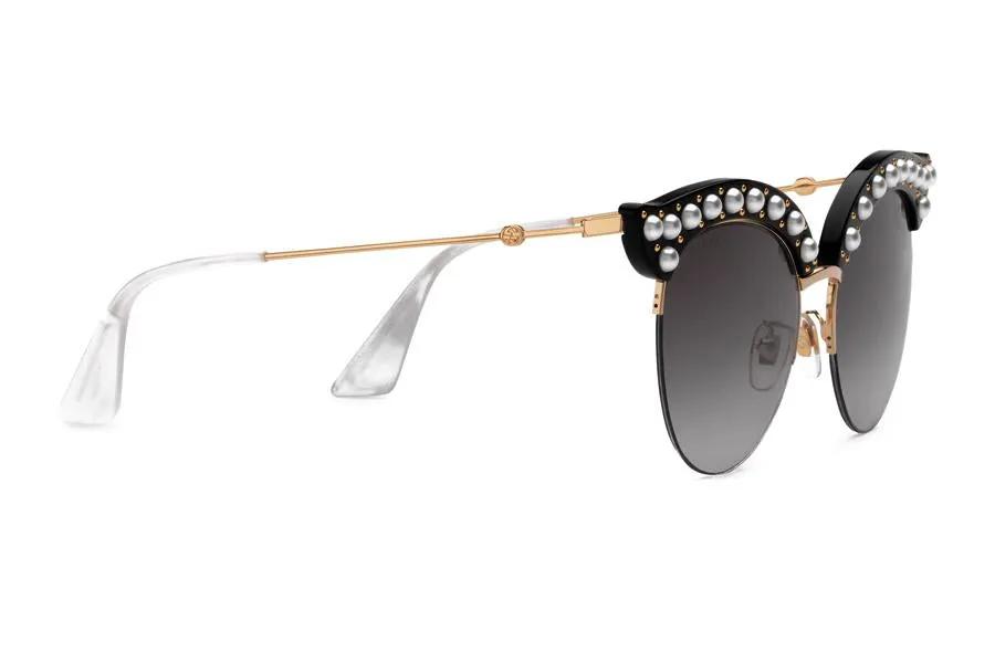 Gucci Cat Eye Acetate Sunglasses with Pearls