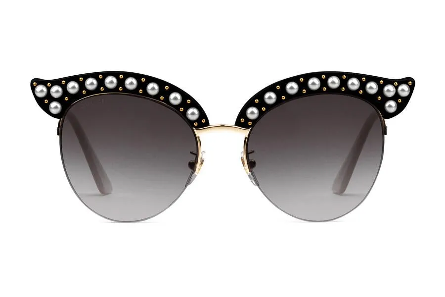 Gucci Cat Eye Acetate Sunglasses with Pearls