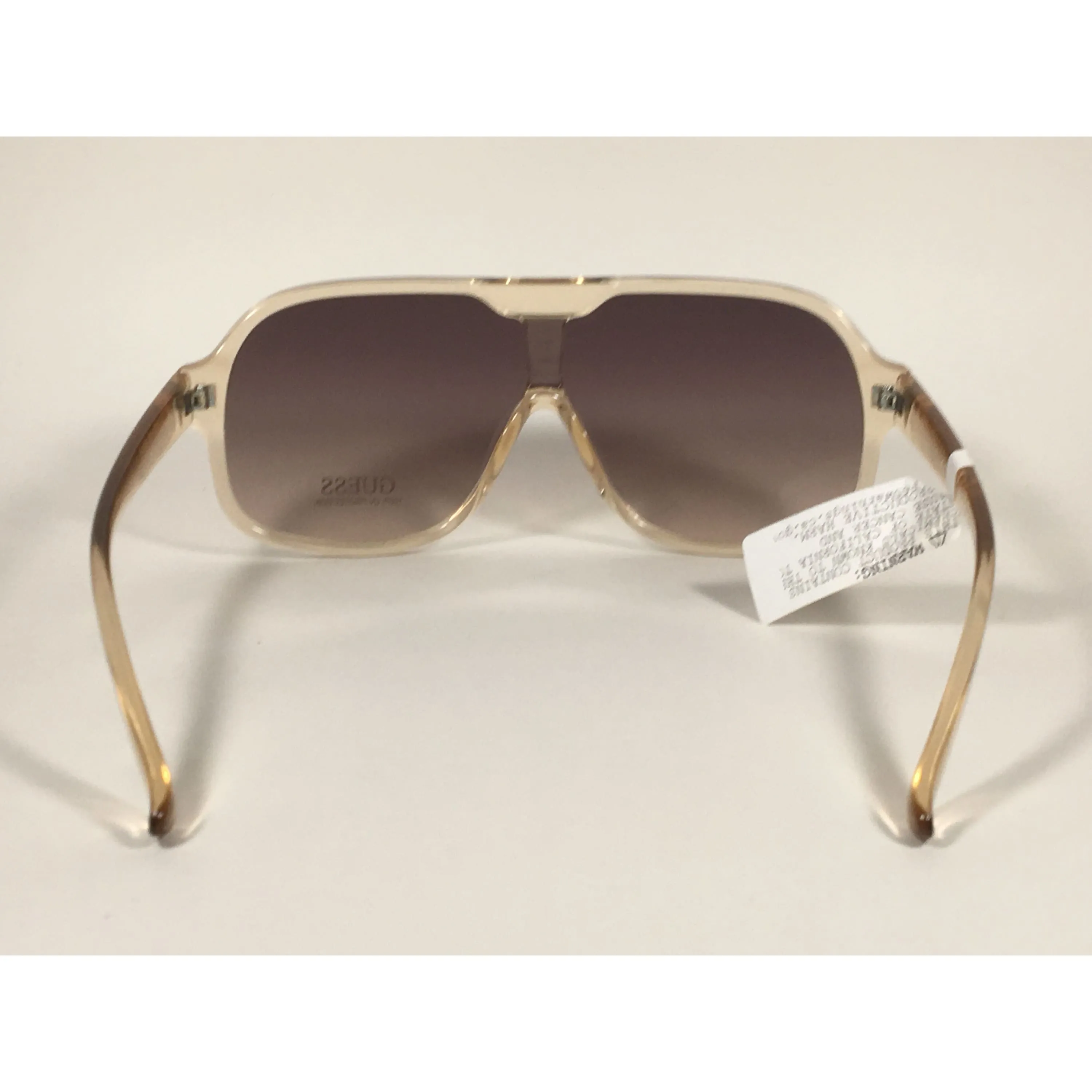 Guess Shield Sunglasses Tan Crystal Plastic Frame Brown Gradient Lens GF0368 59F