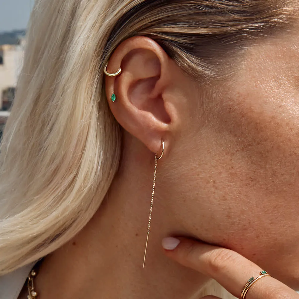 Half Hoop Bar Threader Earrings in 10k Gold