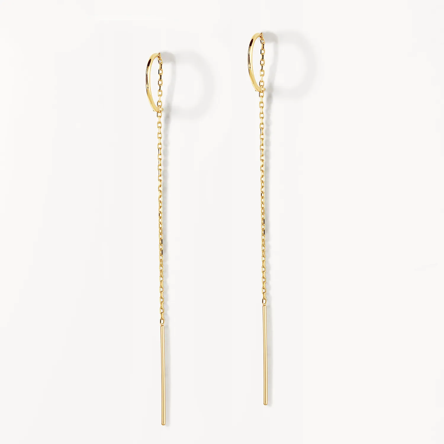 Half Hoop Bar Threader Earrings in 10k Gold