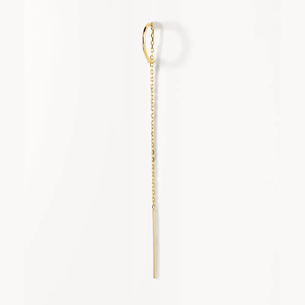 Half Hoop Bar Threader Earrings in 10k Gold