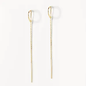 Half Hoop Bar Threader Earrings in 10k Gold