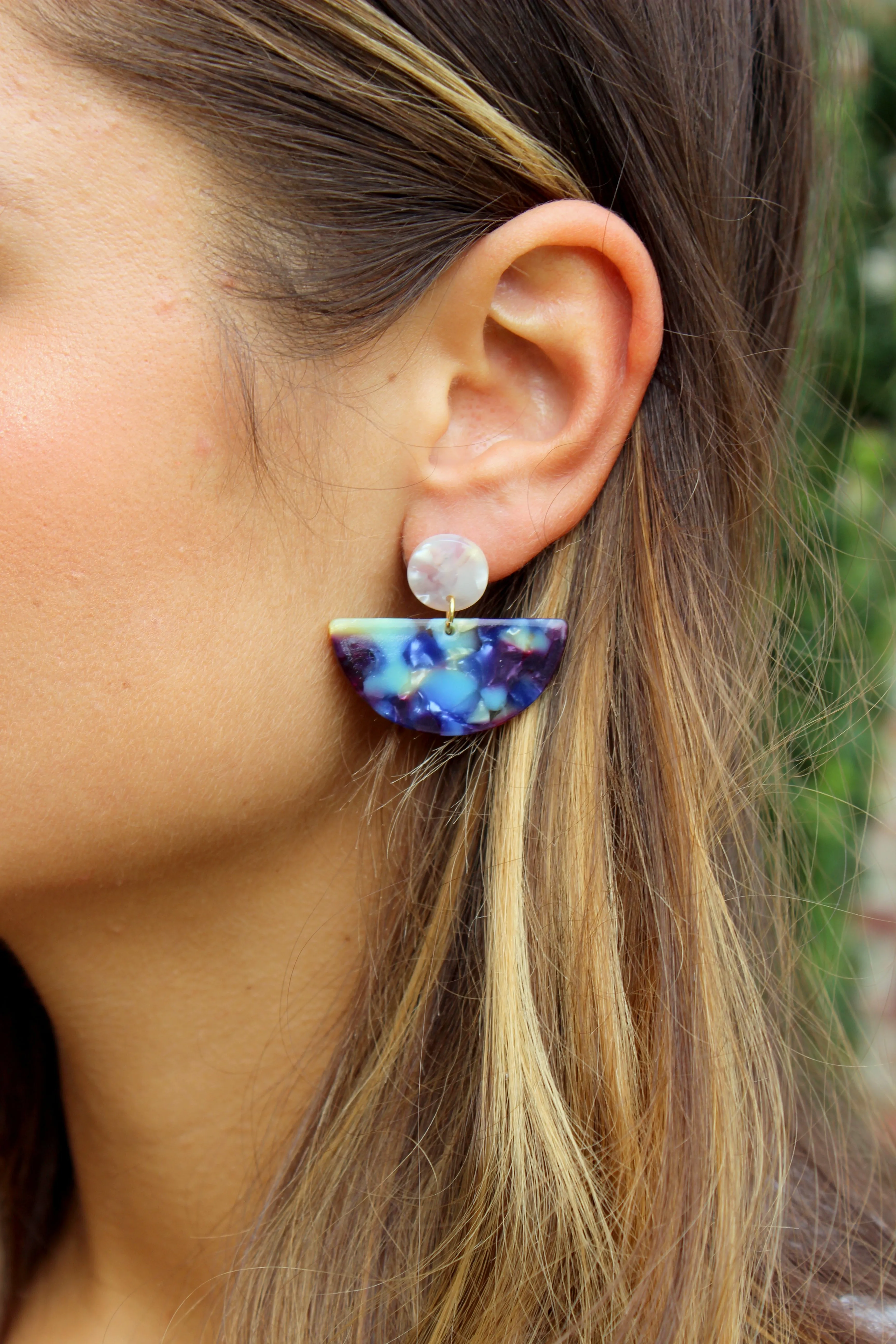 Half Moon Resin Earrings