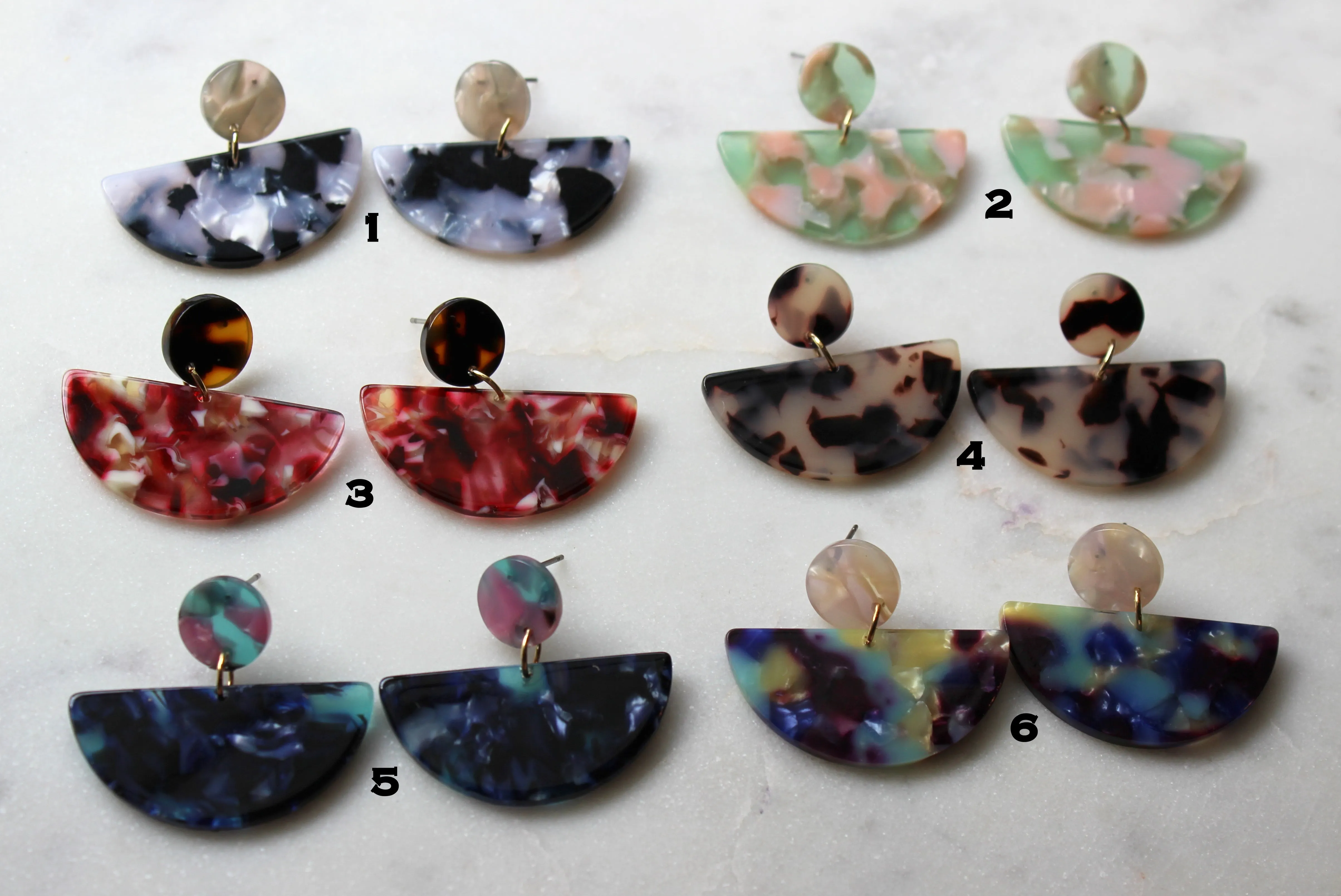 Half Moon Resin Earrings