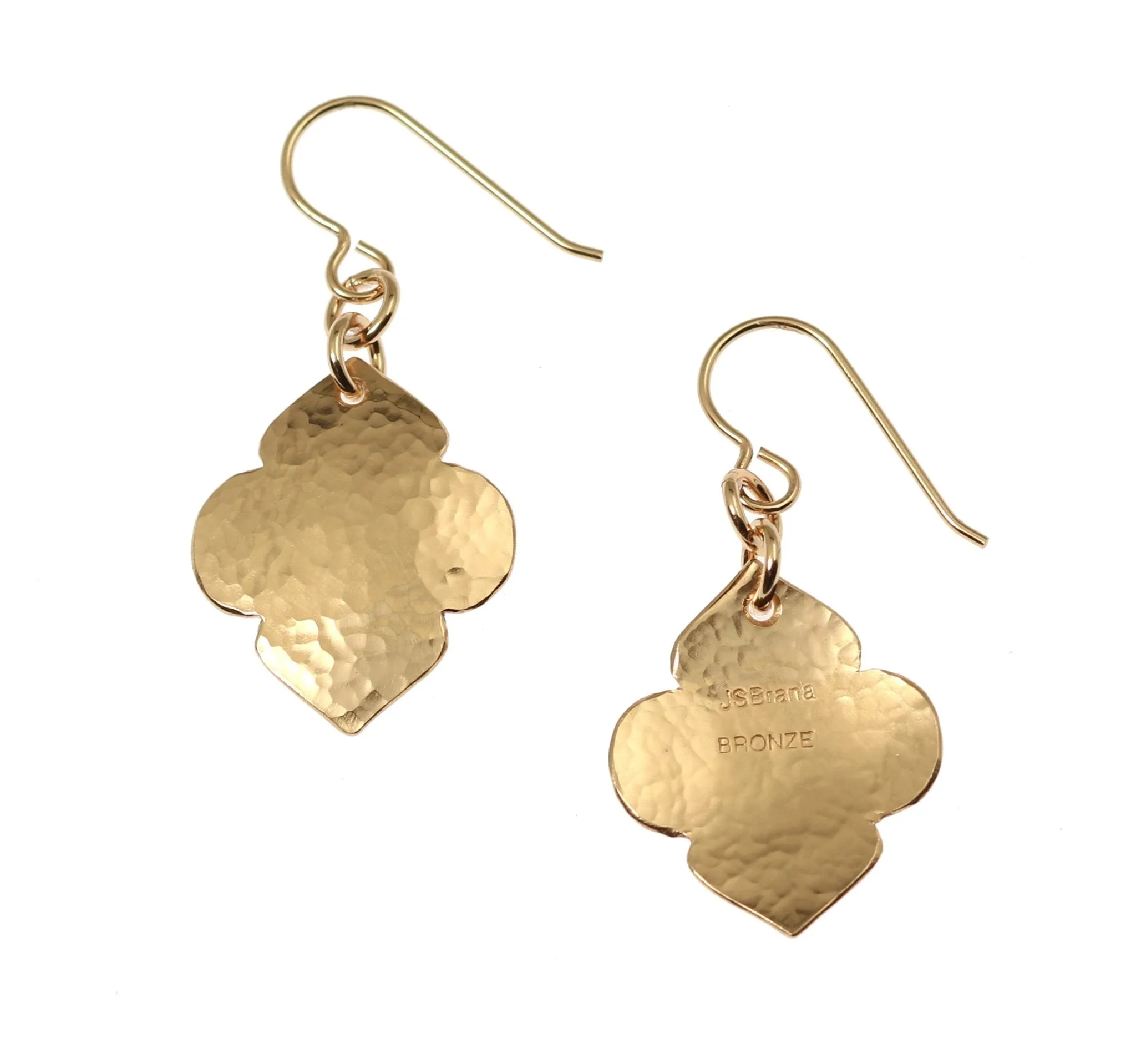 Hammered Bronze Quatrefoil Drop Earrings