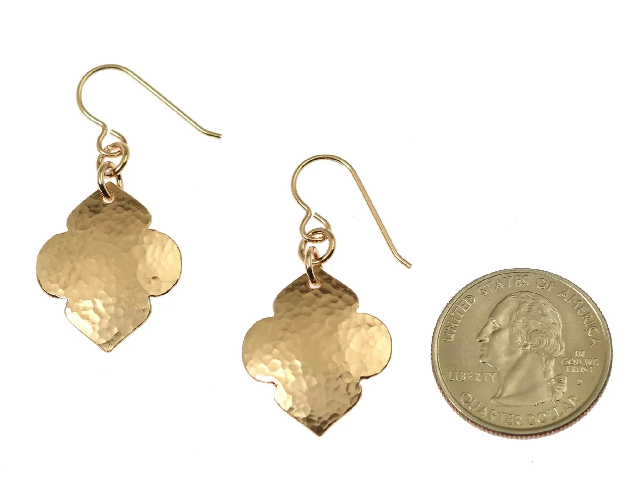 Hammered Bronze Quatrefoil Drop Earrings