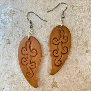 Hand Carved Wooden Earrings-Tree Pattern