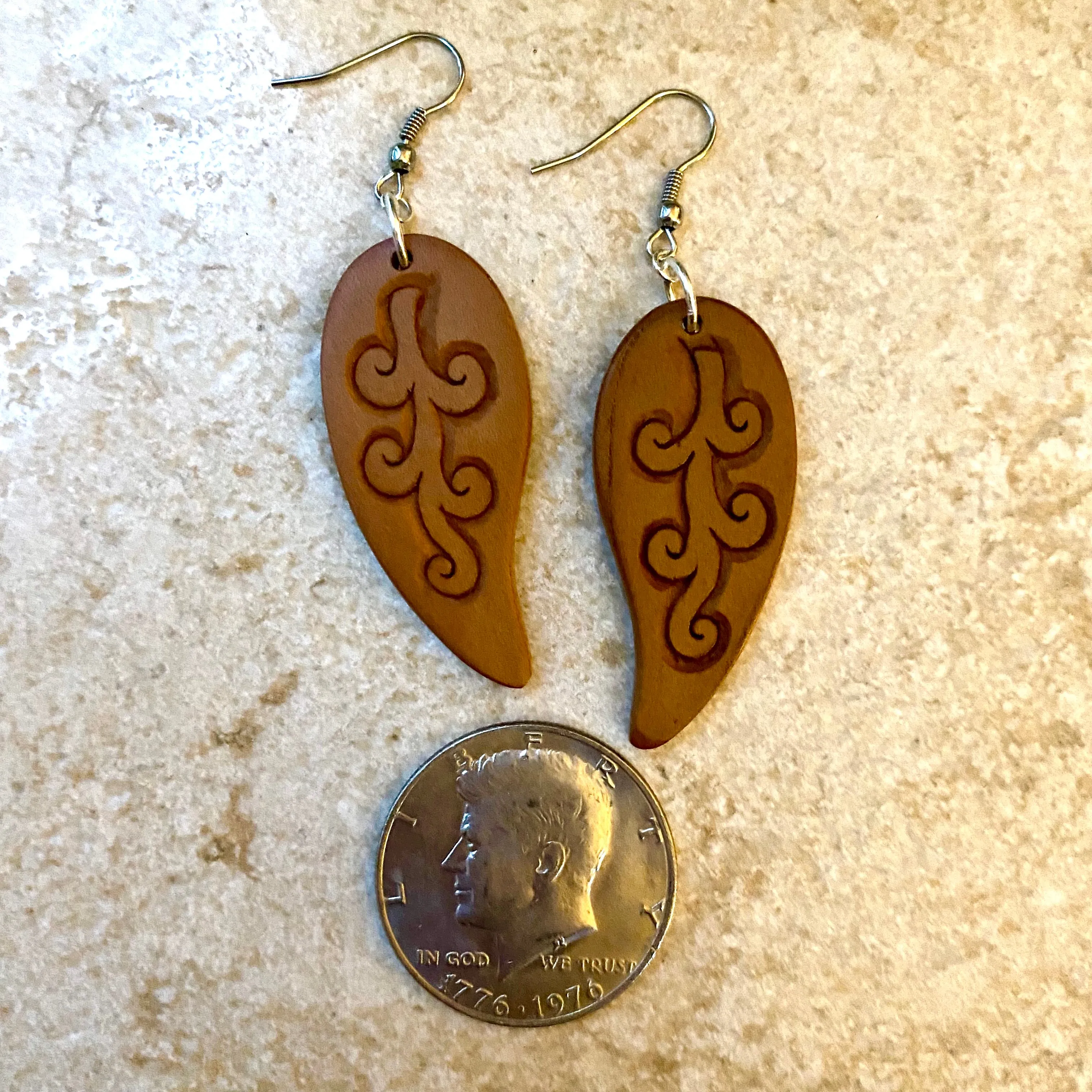 Hand Carved Wooden Earrings-Tree Pattern