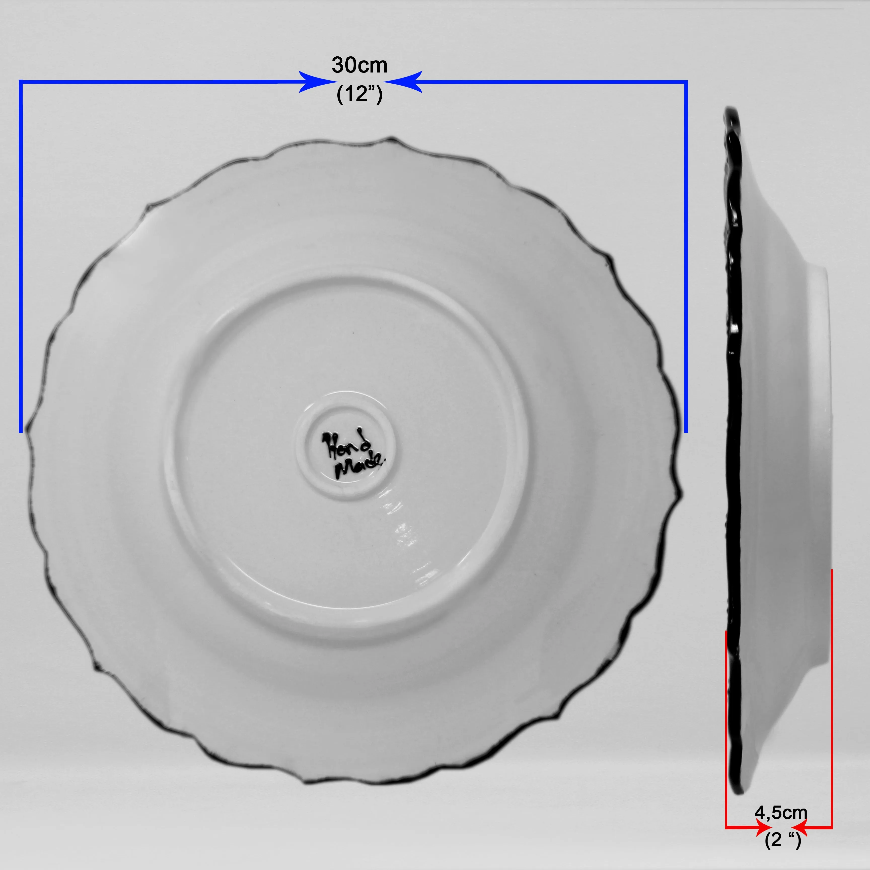 HAND MADE TURKISH CERAMIC PLATE, 30 cm(11.8") no17