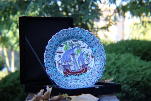 HAND MADE TURKISH CERAMIC PLATE, 30 cm(11.8"), WITH CASE NO36