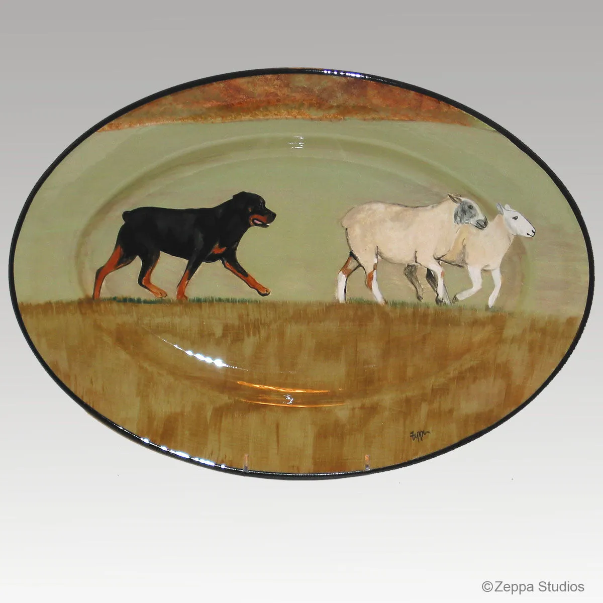 Hand Painted Gallery Style Rim Platter