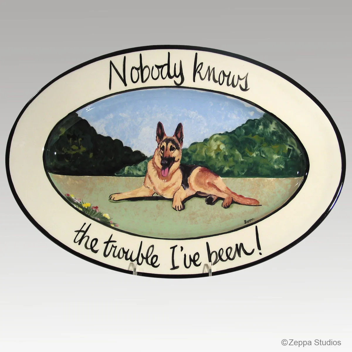 Hand Painted Message Style Rim Platter