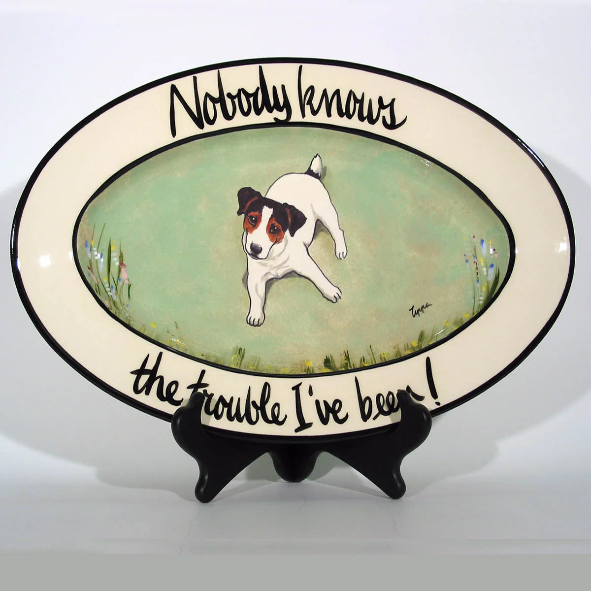 Hand Painted Message Style Rim Platter