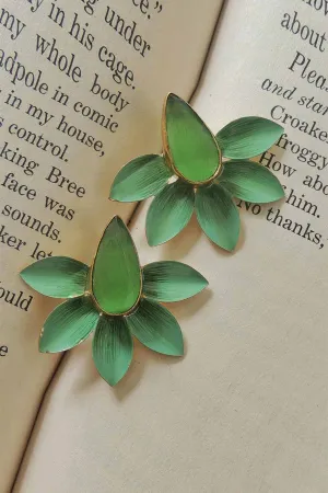 Hand-Painted Pastel Green Stud Earrings