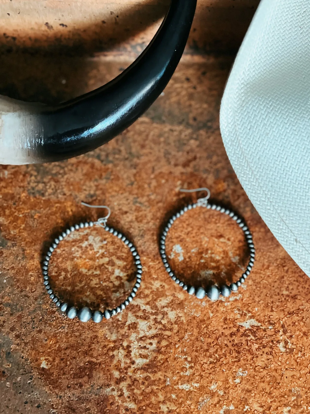Handmade Navajo Inspired Bead Hoop Earrings