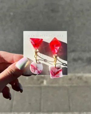 Handmade Red Resin Earrings