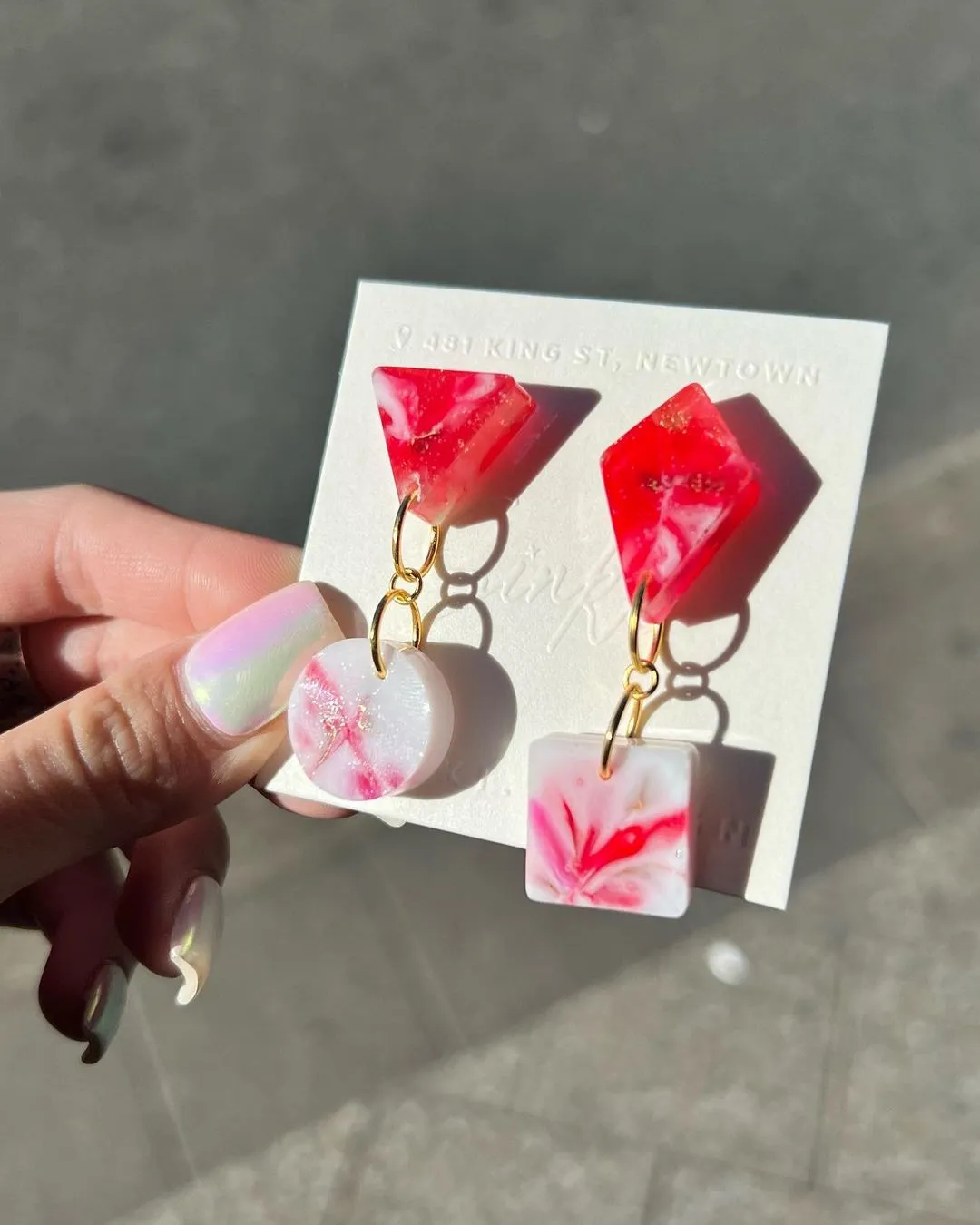Handmade Red Resin Earrings