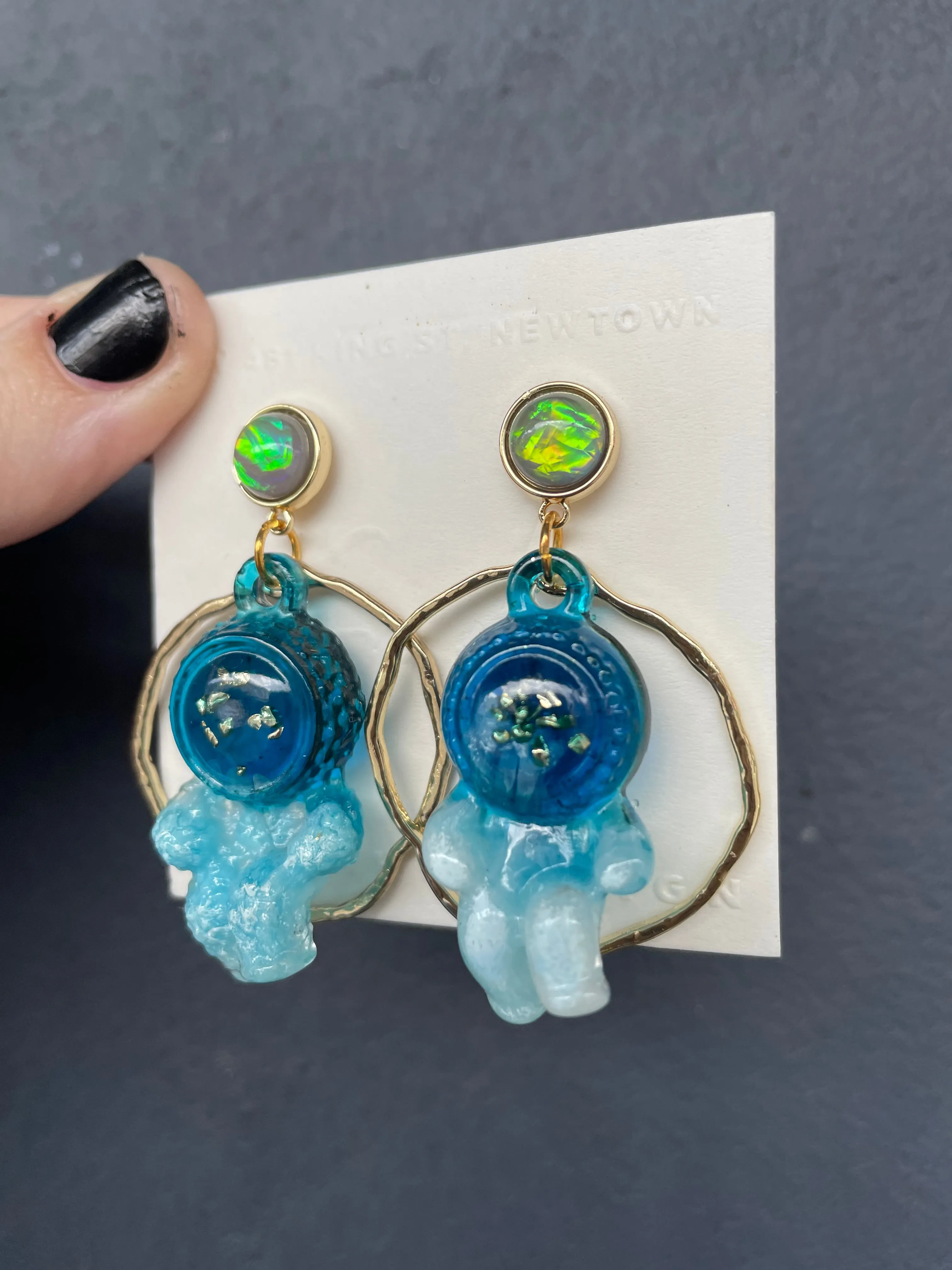 Handmade Resin Astronaut  Earrings