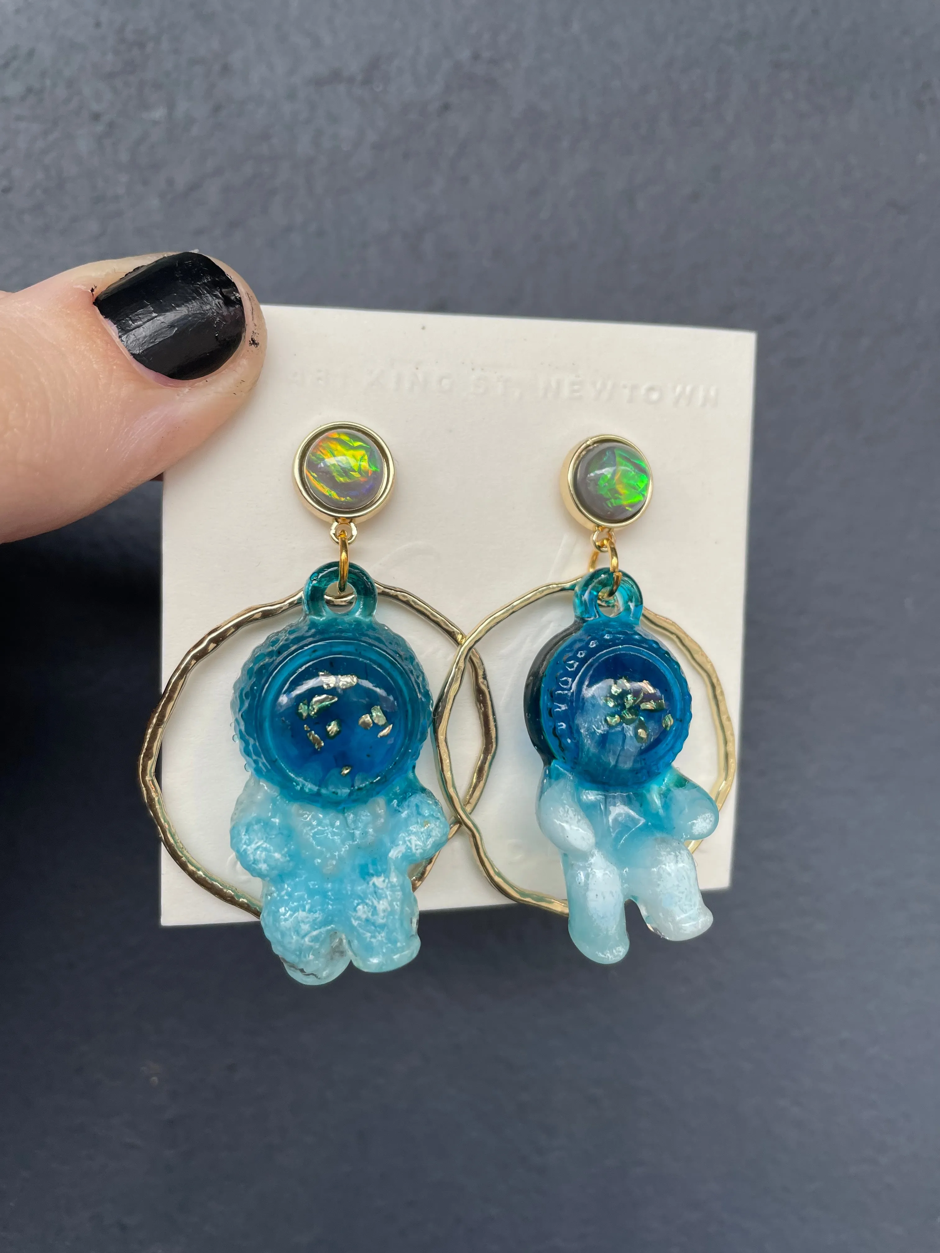 Handmade Resin Astronaut  Earrings