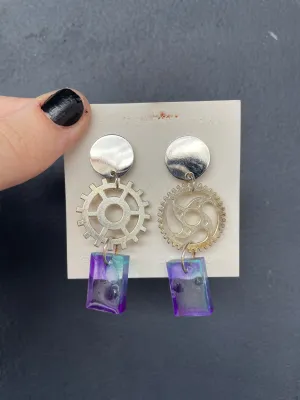 Handmade Resin Cog Earrings