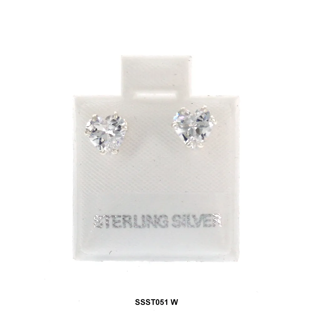 Heart 925 Sterling Silver Studs SSST051 W