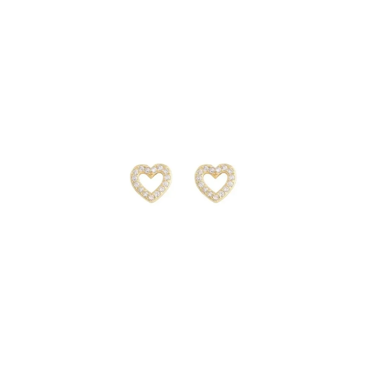Heart Crystal Outline Stud Earrings