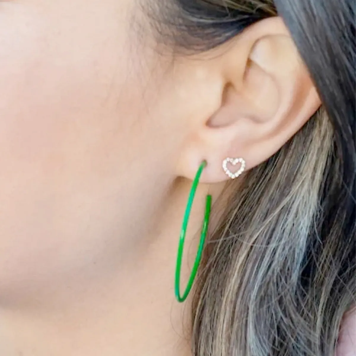 Heart Crystal Outline Stud Earrings