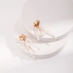 Heart Rice Pearl Earrings -18k Gold Vermeil