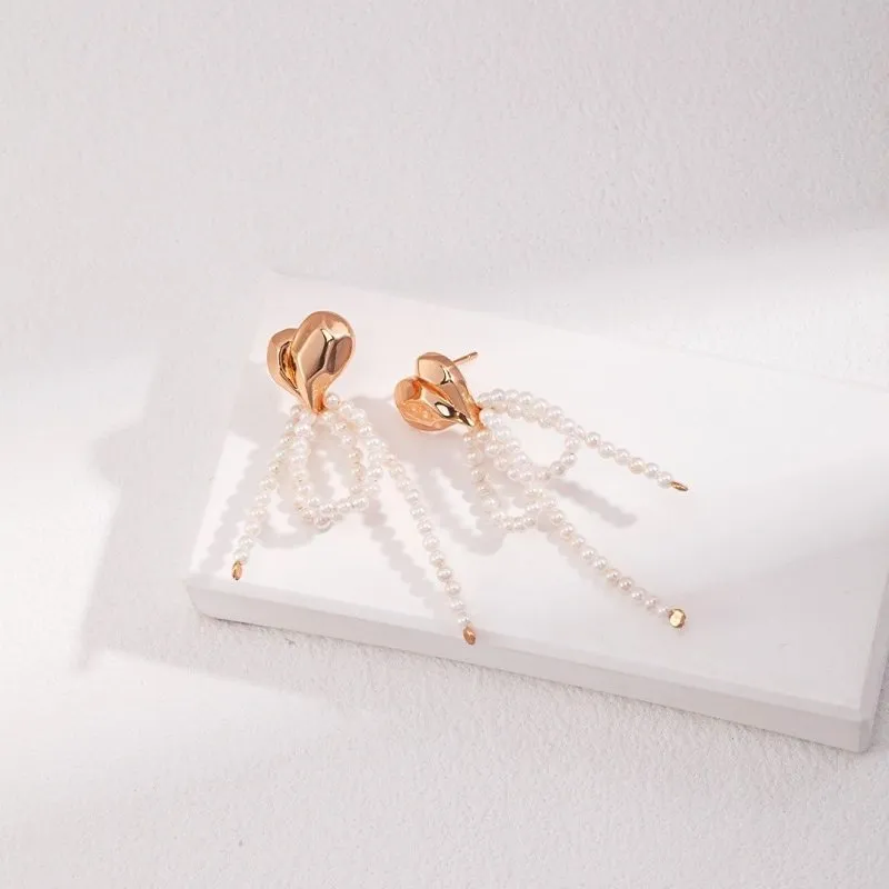 Heart Rice Pearl Earrings -18k Gold Vermeil
