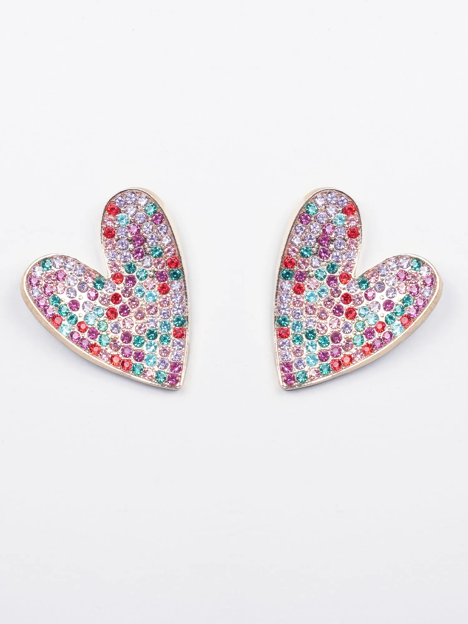Heart-Shaped Multicolour Stone Earrings