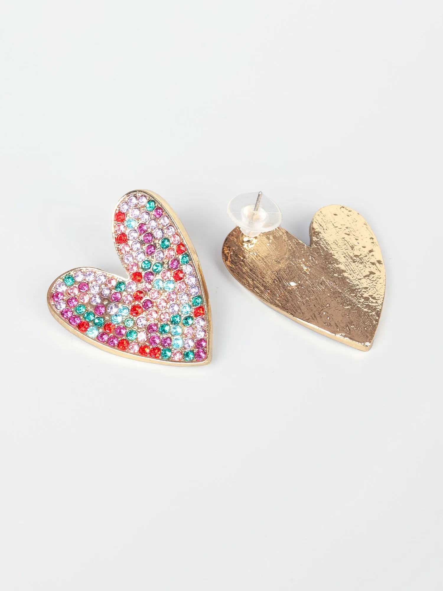 Heart-Shaped Multicolour Stone Earrings