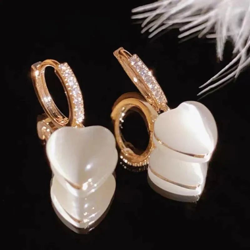 Heart-Shaped Opals Pendant Earrings