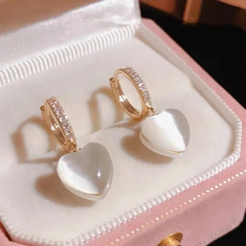 Heart-Shaped Opals Pendant Earrings