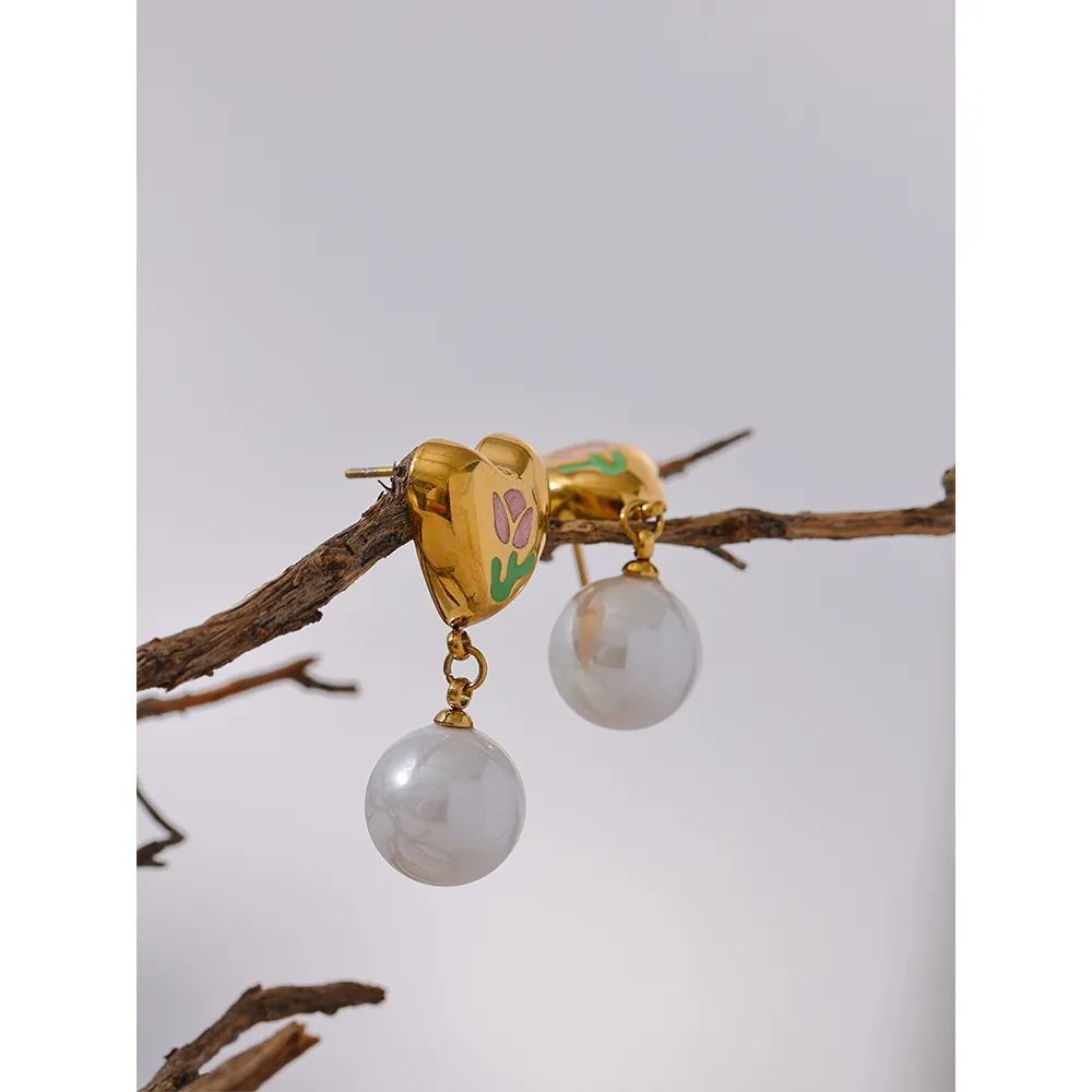 Heart Shaped Pearl Drop Earrings