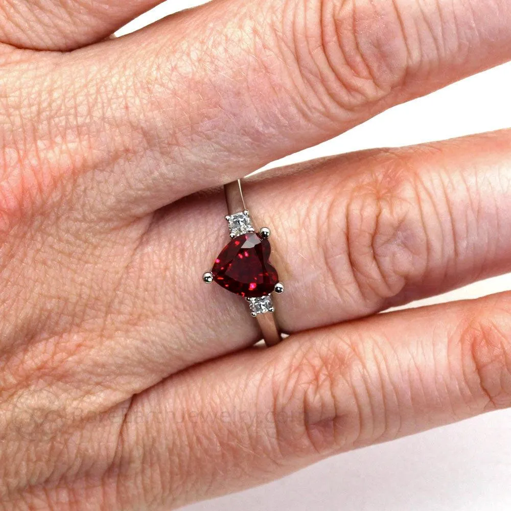 Heart Shaped Ruby Ring Engagement or Promise Ring